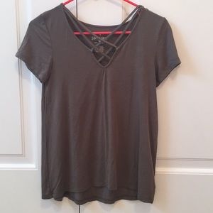 Green Soft and sexy cross front tee